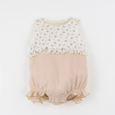 Popelin Floral Contrasting Baby Romper Suit ||50.3