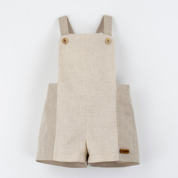 Popelin Sand Waffle Fabric Combination Dungarees ||12.1