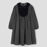 Popelin dress black gingham with baby collar and yoke || 47.4