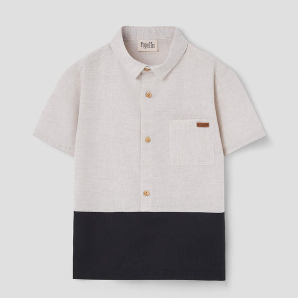 Popelin Grey Shirt With Collar ||22.5