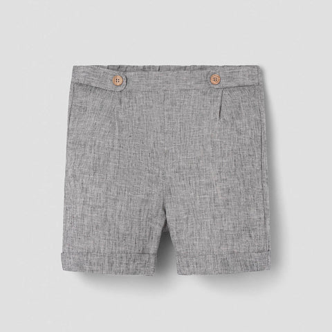 Popelin Black Fleck Bermuda Shorts With Turn-Ups ||31.2