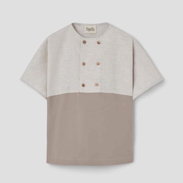 Popelin Taupe Shirt With Double Breasted Buttons ||20.2