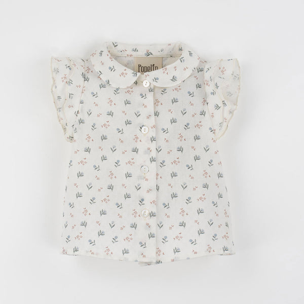 Popelin Floral Blouse With Baby Collar ||53.3