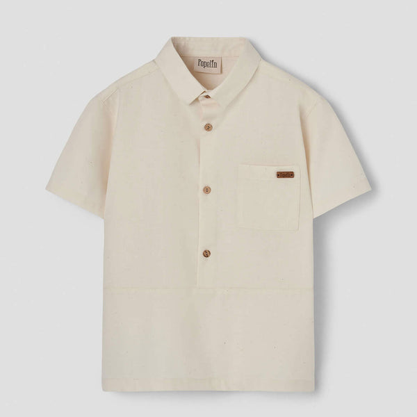 Popelin Off-White Shirt With Collar ||22.1