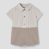 Popelin Taupe Two-Tone Jumpsuit With Shirt Collar ||8.3