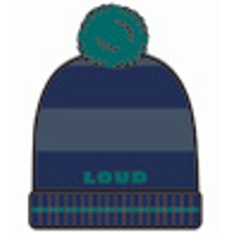 Loud Apparel Beanie Hat Pompon, Knitwear Navy Stripe