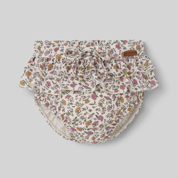Popelin bloomer mauve floral with double frill || 28.4