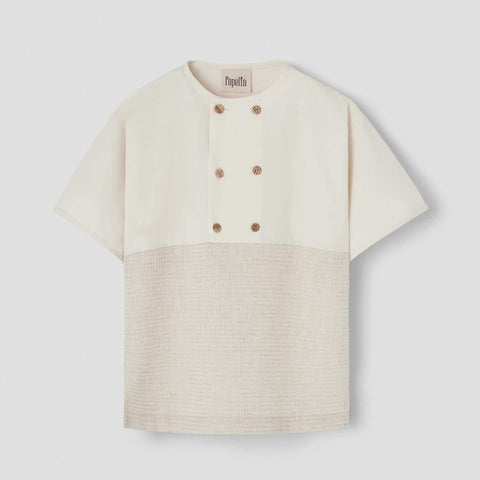Popelin Sand Waffle Fabric Shirt With Double Breasted Buttons ||20.1