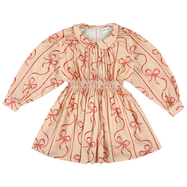 Morley Zola Long Girls Dress With Smock Pink