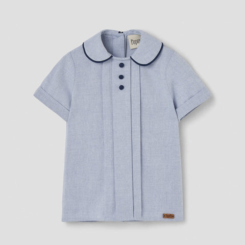 Popelin Blue Shirt With Central Panel ||19.4