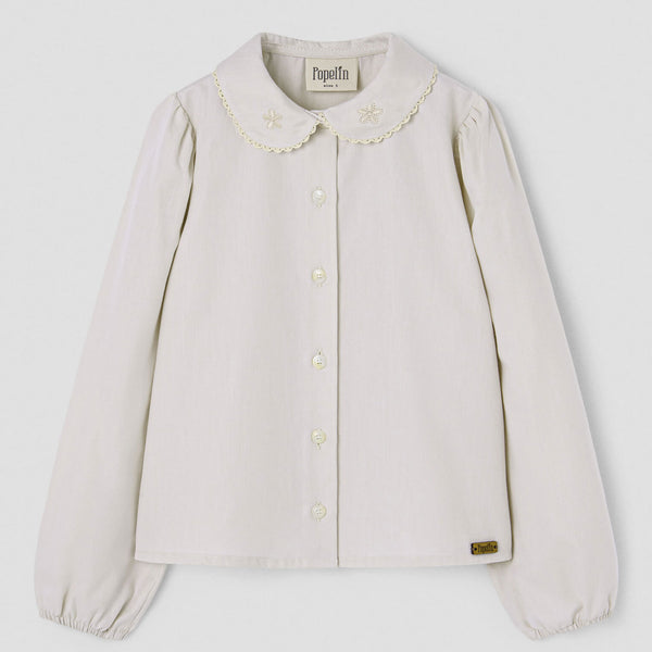 Popelin top off-white with embroidered baby collar || 15.1