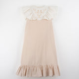 Popelin Dusty Pink Midi Dress With Embroidered Yoke ||40.6