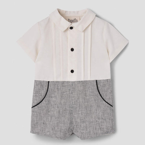 Popelin Black Fleck Two-Tone Jumpsuit With Shirt Collar ||8.2