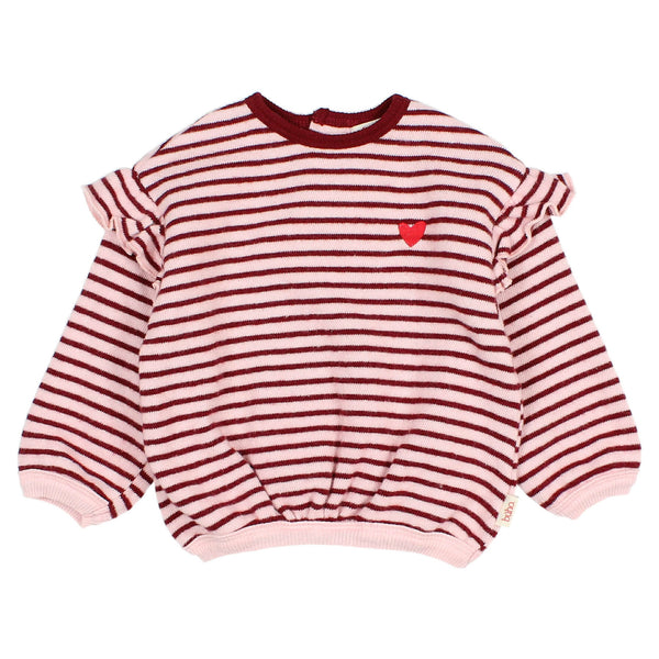 Buho BB Soft Stripes Girly Sweatshirt Pomegranate