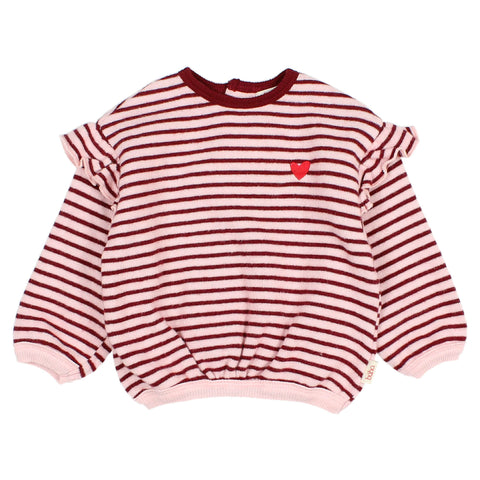Buho BB Soft Stripes Girly Sweatshirt Pomegranate