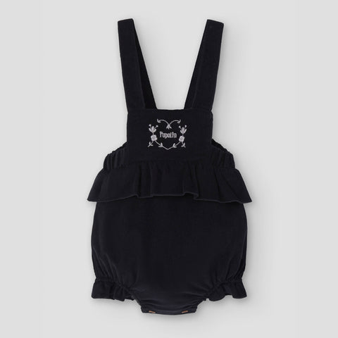 Popelin romper black corduroy with frill || 5.4