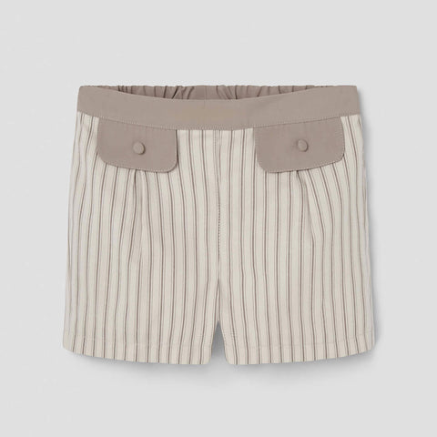Popelin Brown Striped Shorts With Flaps ||30.3