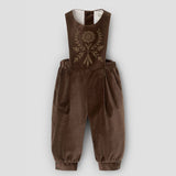 Popelin romper brown velvet with embroidered bib || 100.2