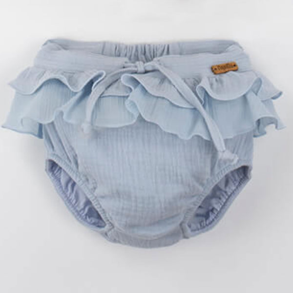 Popelin Blue Organic Culotte With Double Frill ||52.3