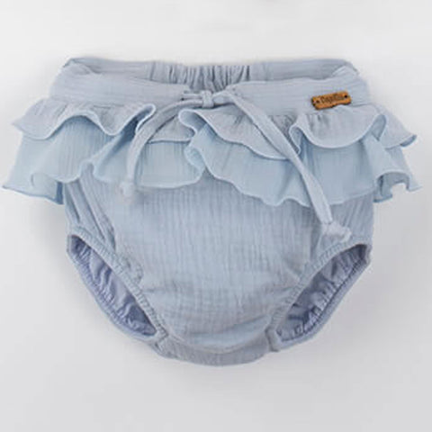 Popelin Blue Organic Culotte With Double Frill ||52.3