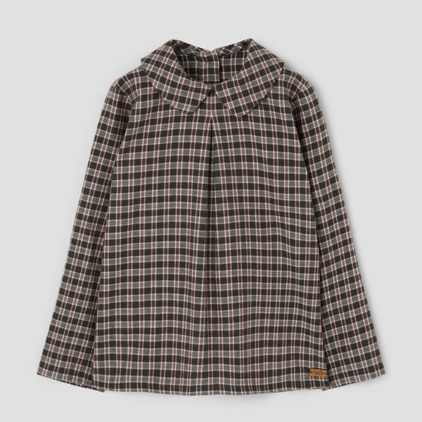 Popelin top green plaid with pleat || 19.5