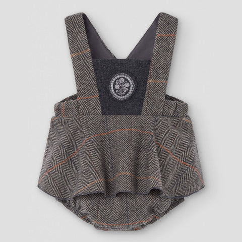 Popelin romper grey herringbone woollen with straps || 4.1