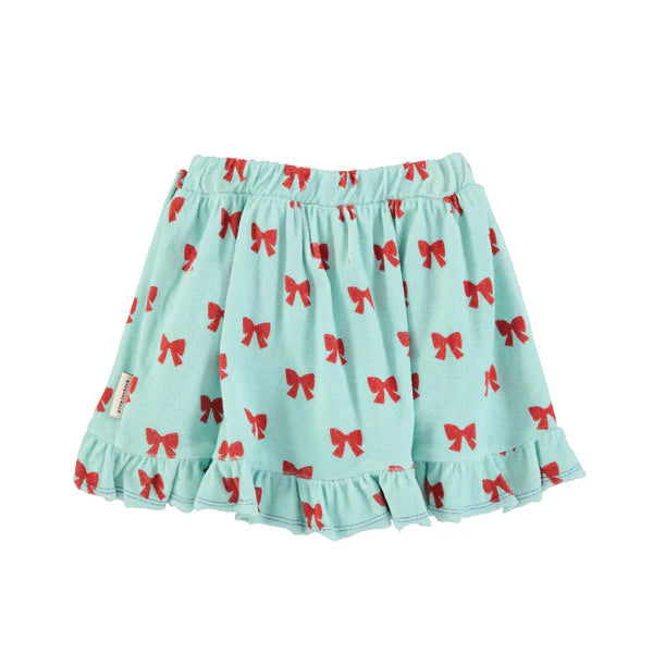 Piupiuchick Knee-Lenght Skirt W/ Ruffles | Blue W/ Red Bows