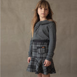 Popelin Grey Check Woollen A-Line Skirt hi