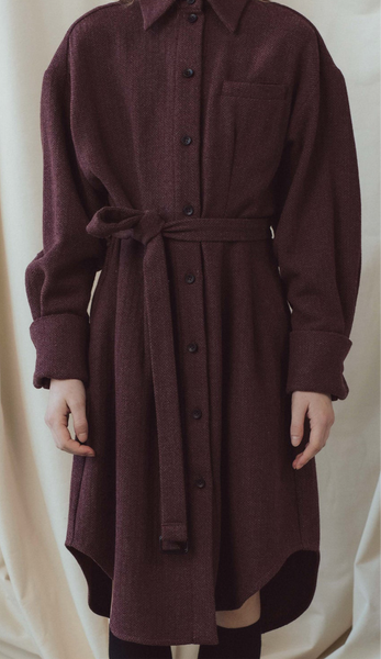 Unlabel Isleen Dress Burgundy Herringbon