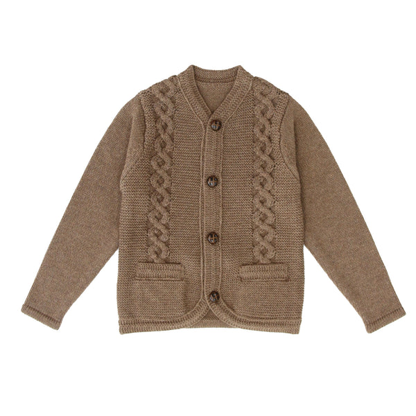 Coco Blanc Cabled Knit Cardigan Mocha