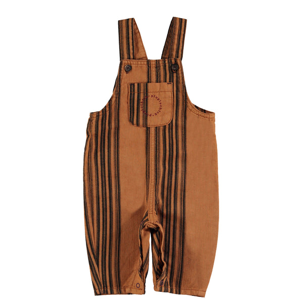Piupiuchick Baby Dungarees Brown Black Stripes