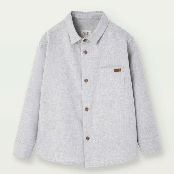 Popelin Grey Melange Shirt With Collar