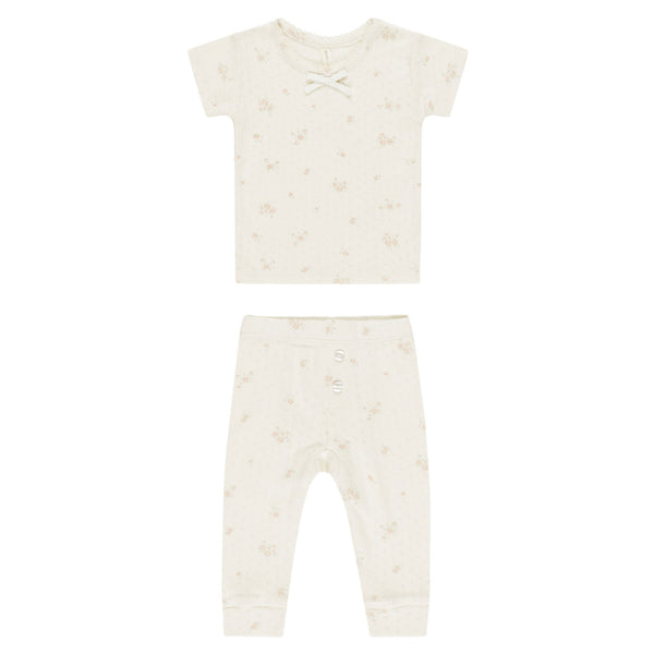 QUINCY MAE POINTELLE TEE + LEGGING || PINK DITSY