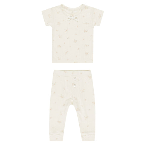 QUINCY MAE POINTELLE TEE + LEGGING || PINK DITSY