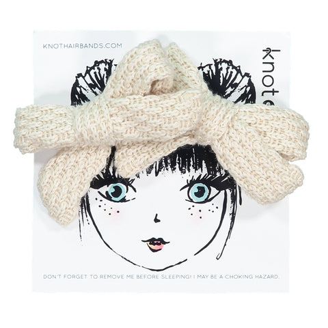 Knot Hairbands Knitted Mini Bow Set // Cream