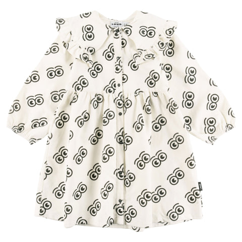 Loud Apparel Sweet Dress Wide Collar Sand/Anthracite Aop