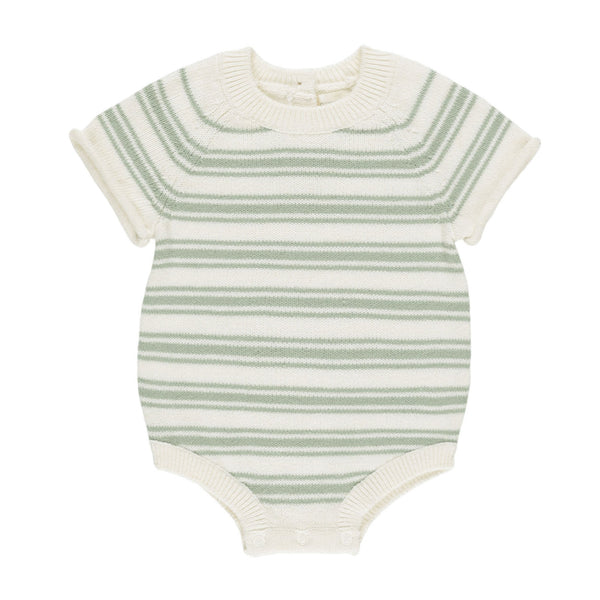 QUINCY MAE ROWAN ROMPER || SAGE KNIT STRIPE