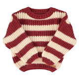 Piupiuchick Knitted Sweater Bordeaux & Light Pink Stripes