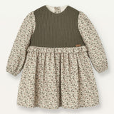 Popelin Floral Print Dress With Knitted Yoke