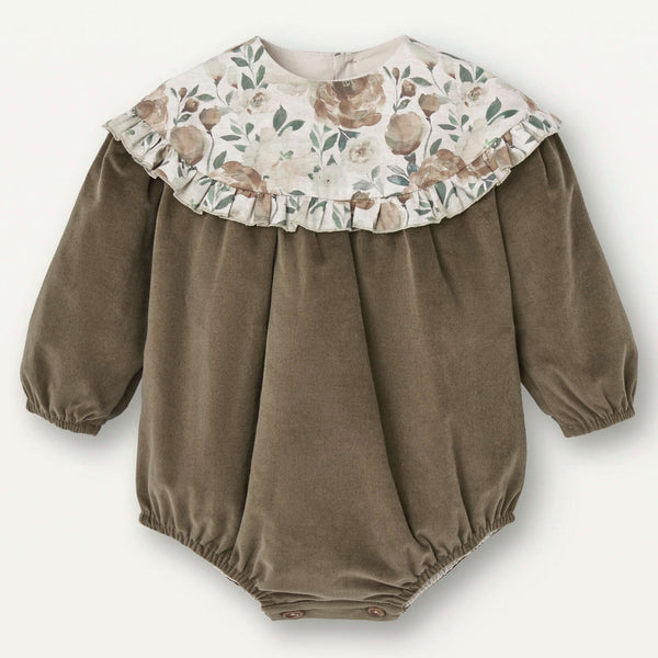 Popelin Green Romper Suit With Yoke