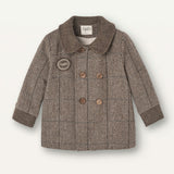 Popelin Brown Herringbone Woollen Double-Breasted Coat