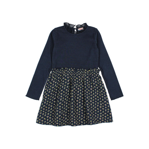 Buho Cottage Combi Dress Navy