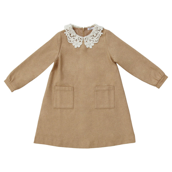 Coco Blanc Lace Collar Dress Camel