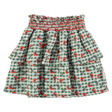 Piupiuchick Knee-Lenght Skirt Green Checkered Flowers