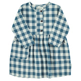 Piupiuchick Maxi Long Dress Blue & White Checkered