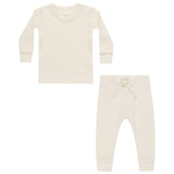QUINCY MAE WAFFLE TOP + PANT SET || NATURAL