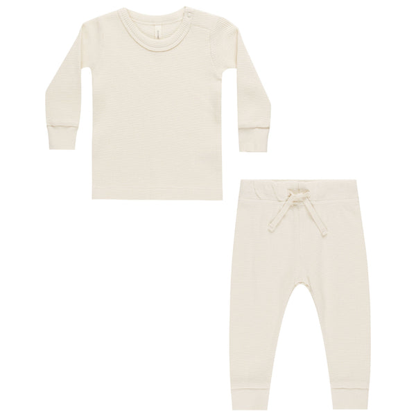 QUINCY MAE WAFFLE TOP + PANT SET || NATURAL