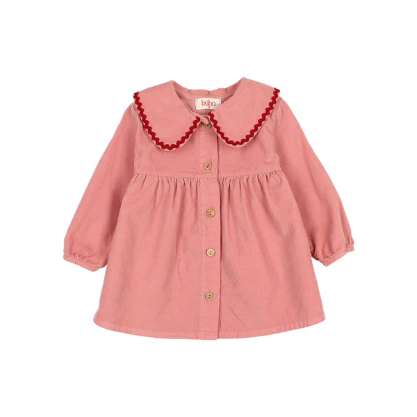 Buho BB Soft Velour Dress Peony