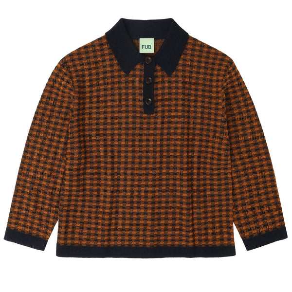 Fub Checked Polo Dark Navy/Burnt Amber