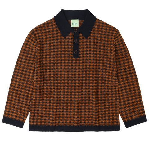 Fub Checked Polo Dark Navy/Burnt Amber